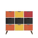 Ver imagem 4 de Nicho Organizador Retro Branco com 9 Gavetas Preto/Colorida 108 x 92,5cm - FdECOR