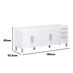 Gabinete de Pia Gêmeos 2,00 - Branco - 3