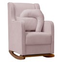 Ver imagem 3 de Kit Poltrona de Amamentação Base Balanço Madeira e Puff Ternura Bouclê Rosa Bebê