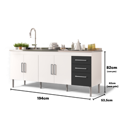 Balcão de Pia Gêmeos 195cm - 4