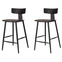 Ver imagem 1 de Kit 2 Banquetas Baixas Analu Rivatti 89cm (alt) Assento Encosto Pp Preto Detalhe Pu Cinza Base Aço