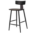 Ver imagem 2 de Kit 2 Banquetas Baixas Analu Rivatti 89cm (alt) Assento Encosto Pp Preto Detalhe Pu Cinza Base Aço