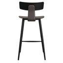 Ver imagem 5 de Kit 2 Banquetas Baixas Analu Rivatti 89cm (alt) Assento Encosto Pp Preto Detalhe Pu Cinza Base Aço