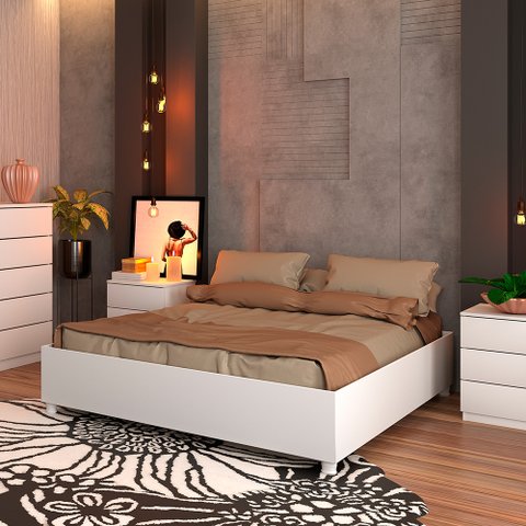 Base de Cama Box Casal Mônaco Branco - Tcil Móveis