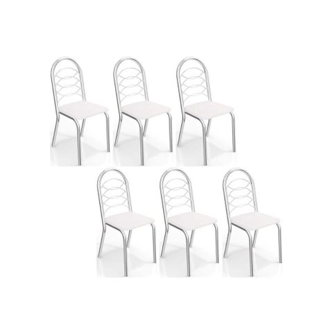 Kit 6 Cadeiras Sala Jantar Holanda C009 6 Un Cromada/branco 106 - Kappesberg