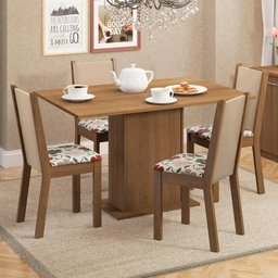 Conjunto Sala de Jantar Mesa Tampo de Madeira 4 Cadeiras Talita Madesa - 1
