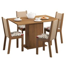 Conjunto Sala de Jantar Mesa Tampo de Madeira 4 Cadeiras Talita Madesa - 3