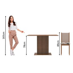 Conjunto Sala de Jantar Mesa Tampo de Madeira 4 Cadeiras Talita Madesa - 4