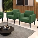 Ver imagem 2 de Kit 2 Poltronas Base de Madeira Fixa Preto Marisa Suede D03 - D’Rossi Verde