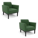 Ver imagem 1 de Kit 2 Poltronas Base de Madeira Fixa Preto Marisa Suede D03 - D’Rossi Verde