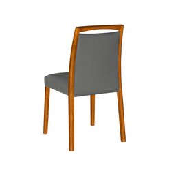 Kit 4 Cadeiras de Jantar Estofadas Jade Linho Chumbo Base Madeira Maciça Mel - 5