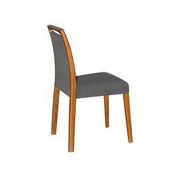 Kit 4 Cadeiras de Jantar Estofadas Jade Linho Chumbo Base Madeira Maciça Mel - 4
