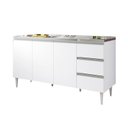 Ver imagem 3 de Balcão para Pia de 1,60 Mt Recife 3 Gavetas Branco