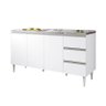 Balcão para Pia de 1,60 Mt Recife 3 Gavetas Branco - 3