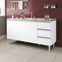 Ver imagem 1 de Balcão para Pia de 1,60 Mt Recife 3 Gavetas Branco