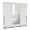 Ver imagem 2 de Guarda Roupa Solteiro 3 Portas Correr com Espelho 220cm Madrid Politorno Móveis