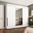 Ver imagem 1 de Guarda Roupa Solteiro 3 Portas Correr com Espelho 220cm Madrid Politorno Móveis