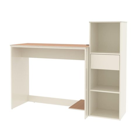 Conjunto de Escritório 2 Peças Noruega Office Mesa e Armário Livreiro - Via Nossa - Off White e