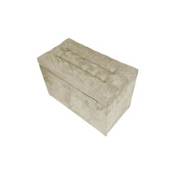 Puff Baú Estofado em Suede Amassado com Pistão Á Gás - Creme - 2