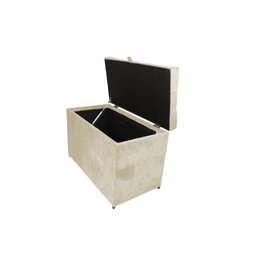 Puff Baú Estofado em Suede Amassado com Pistão Á Gás - Creme - 3
