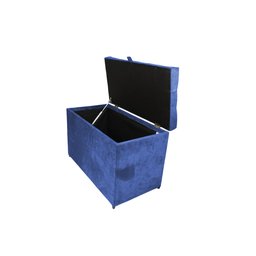 Puff Baú Estofado em Suede Amassado com Pistão Á Gás - Azul Royal - 3