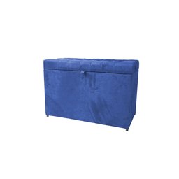 Puff Baú Estofado em Suede Amassado com Pistão Á Gás - Azul Royal - 1