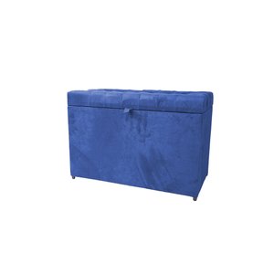 Puff Baú Estofado em Suede Amassado com Pistão Á Gás - Azul Royal