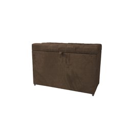 Puff Baú Estofado em Suede Amassado com Pistão Á Gás - Marrom Cacau - 1