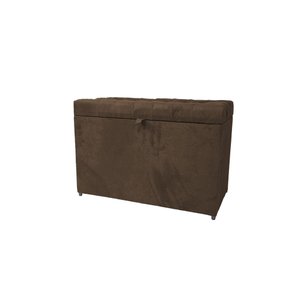 Puff Baú Estofado em Suede Amassado com Pistão Á Gás - Marrom Cacau