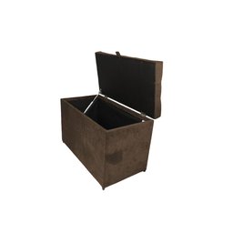 Puff Baú Estofado em Suede Amassado com Pistão Á Gás - Marrom Cacau - 3