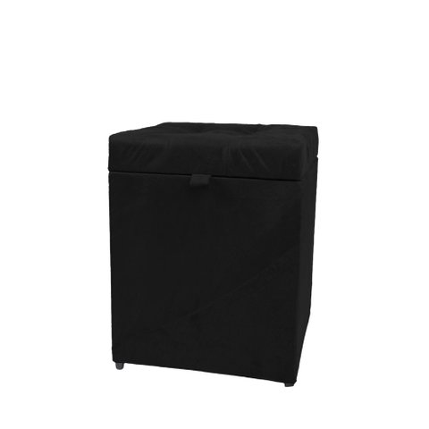 Puff Baú Estofado em Suede Amassado 1 Lugar Quadrado - Preto