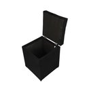 Ver imagem 2 de Puff Baú Estofado em Suede Amassado 1 Lugar Quadrado - Preto