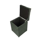 Ver imagem 2 de Puff Baú Estofado em Suede Amassado 1 Lugar Quadrado - Cinza