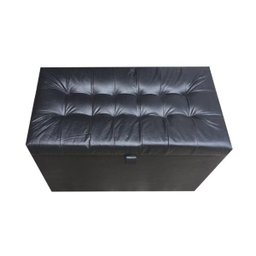 Puff Baú Estofado em Material Sintético com Pistão Á Gás - Preto - 2