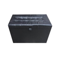 Puff Baú Estofado em Material Sintético com Pistão Á Gás - Preto - 1