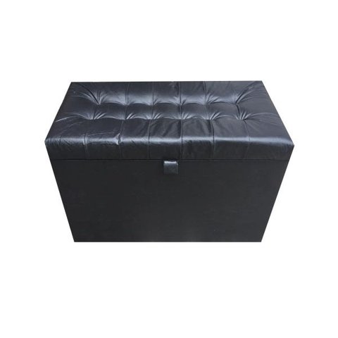 Puff Baú Estofado em Material Sintético com Pistão Á Gás - Preto