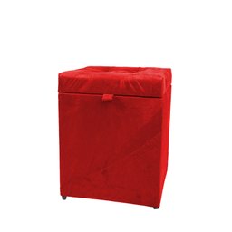 Puff Baú Estofado em Suede Amassado 1 Lugar Quadrado - Vermelho - 1