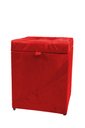 Ver imagem 1 de Puff Baú Estofado em Suede Amassado 1 Lugar Quadrado - Vermelho