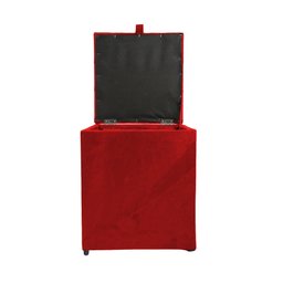 Puff Baú Estofado em Suede Amassado 1 Lugar Quadrado - Vermelho - 4