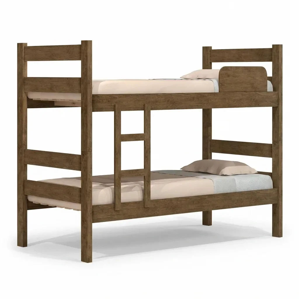 Ver imagem 2 de Beliche Solteiro com Escada e Proteção Antiquedas 100% MDF Prisma Plus Amadeirado