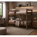 Ver imagem 1 de Beliche Solteiro com Escada e Proteção Antiquedas 100% MDF Prisma Plus Amadeirado Marrom