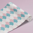 Ver imagem 3 de Papel de Parede Escamas Azul, Rosa e Branco