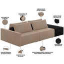 Ver imagem 4 de Sofá Ilha Modular para Sala 232cm com Puff Dublin K01 Veludo Bege e Sintético Preto - Lyam Decor