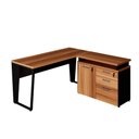 Ver imagem 2 de Mesa L Escritório 1,5m Pé Metal Armário 3 Gavetas 1 Porta F5 Cor:nogal com Preto