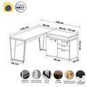 Ver imagem 6 de Mesa L Escritório 1,5m Pé Metal Armário 3 Gavetas 1 Porta F5 Cor:nogal com Preto