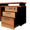 Ver imagem 7 de Mesa L Escritório 1,5m Pé Metal Armário 3 Gavetas 1 Porta F5 Cor:nogal com Preto