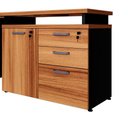 Ver imagem 5 de Mesa L Escritório 1,5m Pé Metal Armário 3 Gavetas 1 Porta F5 Cor:nogal com Preto
