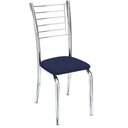 Ver imagem 4 de Kit 7 Cadeiras de Jantar Lara Cromada para Cozinha Assento Corino Azul Marinho - Aurora Line