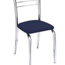 Ver imagem 2 de Kit 7 Cadeiras de Jantar Lara Cromada para Cozinha Assento Corino Azul Marinho - Aurora Line