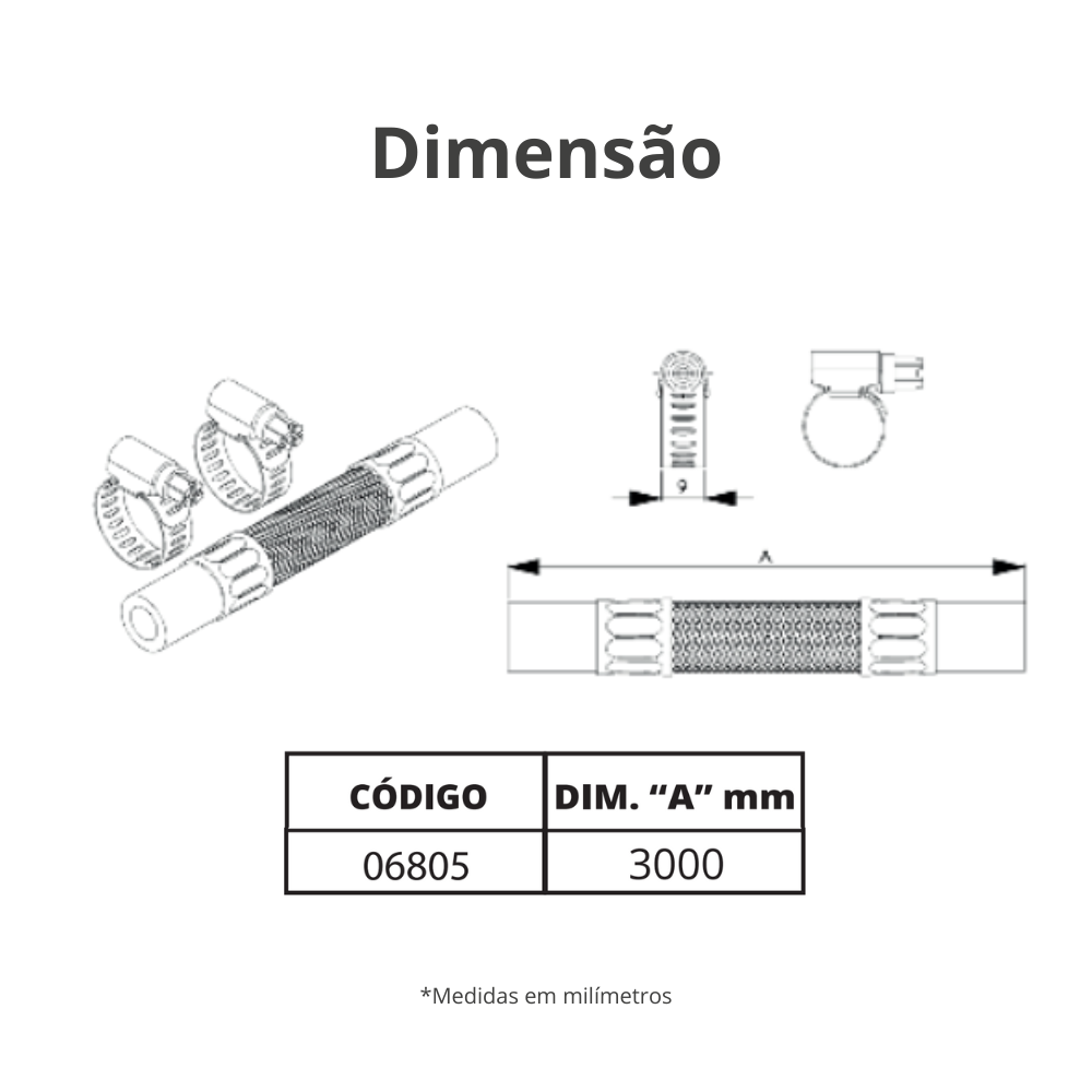 Flexível Gás para Espigão 3/8'' Comprimento 3 Metros Durín - 3